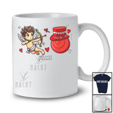 Personalized Cupid With Disc Golf Ball; Lovely Valentine Hearts; Custom Name Disc Golf Player Team T-Shirt