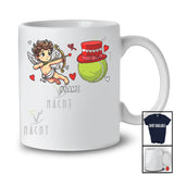 Personalized Cupid With Tennis Ball; Lovely Valentine Hearts; Custom Name Tennis Player T-Shirt