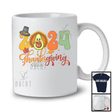 Personalized Custom Name 2024 Thanksgiving; Lovely Avocado Turkey Fruit Vegan; Family Group T-Shirt