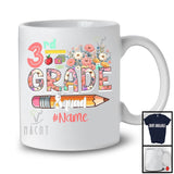 Personalized Custom Name 3rd Grade Squad, Floral Back To School First Day Flowers Pencil Lover T-Shirt