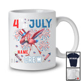 Personalized Custom Name 4th Of July Crew, Joyful Dabbing Flamingo American Flag, Patriotic Group T-Shirt