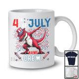 Personalized Custom Name 4th Of July Crew, Joyful Dabbing T-Rex American Flag, Patriotic Group T-Shirt