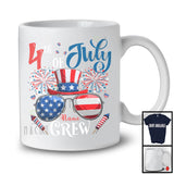 Personalized Custom Name 4th Of July Crew, Joyful USA Flag Sunglasses Fireworks, Patriotic T-Shirt