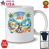 Personalized Custom Name 4th Of July, Lovely Summer Vacation Beagle On Beach, Family Group T-Shirt