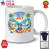 Personalized Custom Name 4th Of July, Lovely Summer Vacation Bernedoodle On Beach, Family T-Shirt