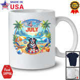 Personalized Custom Name 4th Of July, Lovely Summer Vacation Bernese Mountain On Beach T-Shirt