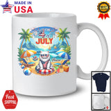 Personalized Custom Name 4th Of July, Lovely Summer Vacation Cat On Beach, Family T-Shirt