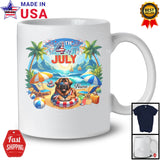 Personalized Custom Name 4th Of July, Lovely Summer Vacation Leonberger On Beach, Family T-Shirt