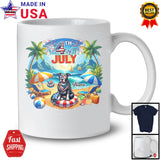 Personalized Custom Name 4th Of July, Lovely Summer Vacation Pit Bull On Beach, Family Group T-Shirt