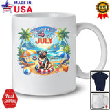 Personalized Custom Name 4th Of July, Lovely Summer Vacation Pug On Beach, Family Group T-Shirt