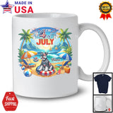 Personalized Custom Name 4th Of July, Lovely Summer Vacation Schnauzer On Beach, Family T-Shirt