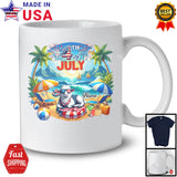 Personalized Custom Name 4th Of July, Lovely Summer Vacation Sheep On Beach, Family Group T-Shirt