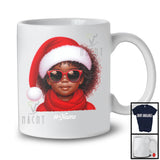 Personalized Custom Name African Girl Face Santa; Lovely Christmas Pajama; Afro African Family T-Shirt