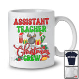 Personalized Custom Name Assistant Teacher Christmas Crew; Cheerful Plaid X-mas Pajama; Jobs T-Shirt