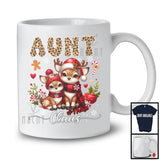 Personalized Custom Name Aunt Claus; Adorable Christmas Leopard Plaid Reindeer; Family T-Shirt