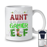 Personalized Custom Name Aunt Of An Awesome Gamer Elf; Proud Mother's Day Christmas Plaid T-Shirt