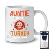 Personalized Custom Name Auntie Has A Turkey In Her Oven; Lovely Thanksgiving Pregnancy Family T-Shirt