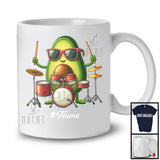 Personalized Custom Name Avocado Playing Drum. Lovely Fruit Vegan Drum Musical Instrument T-Shirt