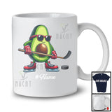 Personalized Custom Name Avocado Playing Hockey, Lovely Fruit Vegan Hockey Sport Player T-Shirt