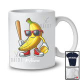 Personalized Custom Name Banana Playing Softball, Lovely Fruit Vegan Softball Sport Player T-Shirt