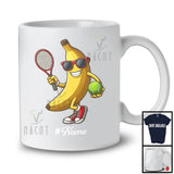 Personalized Custom Name Banana Playing Tennis, Lovely Fruit Vegan Tennis Sport Player T-Shirt