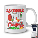 Personalized Custom Name Bartender Christmas Crew; Cheerful Plaid X-mas Pajama; Careers Jobs T-Shirt