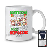 Personalized Custom Name Bartender Of The Cutest Little Reindeers; Lovely Christmas Jobs T-Shirt