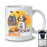 Personalized Custom Name Beagle Sheet, Adorable Halloween Moon Boo Ghost Beagle Lover T-Shirt