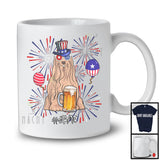 Personalized Custom Name Bearded Collie Drinking Beer, Lovely 4th Of July Fireworks, Patriotic T-Shirt