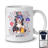 Personalized Custom Name Bernedoodle Drinking Beer, Lovely 4th Of July Fireworks, Patriotic T-Shirt