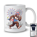 Personalized Custom Name Bigfoot Riding Firecracker, Lovely 4th Of July Fireworks, Patriotic T-Shirt