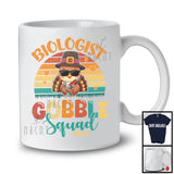 Personalized Custom Name Biologist Gobble Squad; Happy Thanksgiving Vintage Retro Turkey T-Shirt