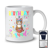 Personalized Custom Name Birthday Squad; Joyful Birthday Cake Cat; Family Group T-Shirt