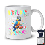 Personalized Custom Name Birthday Squad; Joyful Birthday Cake Macaw; Family Group T-Shirt