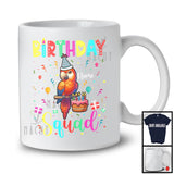 Personalized Custom Name Birthday Squad; Joyful Birthday Cake Parrot; Family Group T-Shirt