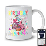 Personalized Custom Name Birthday Squad; Joyful Birthday Cake Squid; Family Group T-Shirt