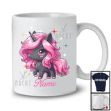 Personalized Custom Name Black Unicorn With Pink Magical, Scary Halloween Unicorn Lover T-Shirt