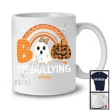 Personalized Custom Name Boo To Bullying; Lovely Halloween Ghost; Anti Bully Unity Day Orange Plaid Rainbow T-Shirt