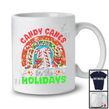 Personalized Custom Name Candy Canes For The Holidays; Merry Christmas Snow Leopard Rainbow T-Shirt