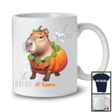 Personalized Custom Name Capybara Pumpkin Cosplay, Lovely Halloween Rodent Animal T-Shirt