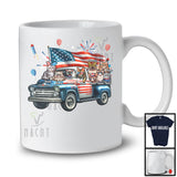 Personalized Custom Name Cat On Pickup Truck, Humorous 4th Of July Cat, USA Flag Patriotic T-Shirt