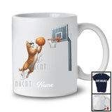 Personalized Custom Name Kitten Playing Basketball, Humorous Kitten Sport Player, Matching Team T-Shirt