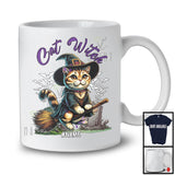 Personalized Custom Name Cat Witch, Adorable Halloween Cat With Broom, Family Group T-Shirt