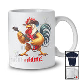 Personalized Custom Name Chicken Rooster Playing Guitar Rock; Joyful Music Bass Guitar Farmer T-Shirt