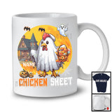 Personalized Custom Name Chicken Sheet, Adorable Halloween Moon Boo Ghost Chicken Lover T-Shirt