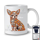 Personalized Custom Name Chihuahua Skull Pumpkin Shape; Creepy Halloween Animal Lover T-Shirt