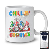 Personalized Custom Name Chillin' With My Gnomies, Lovely Christmas Tree Four Gnomes, Candy Cane T-Shirt