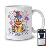 Personalized Custom Name Chow Chow Drinking Beer, Lovely 4th Of July Fireworks, Patriotic T-Shirt