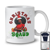 Personalized Custom Name Christmas Squad; Adorable X-mas Plaid Black Women African Santa T-Shirt