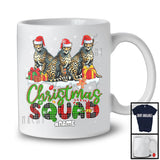 Personalized Custom Name Christmas Squad; Lovely Plaid Three Santa Cheetahs; Animal Lover T-Shirt